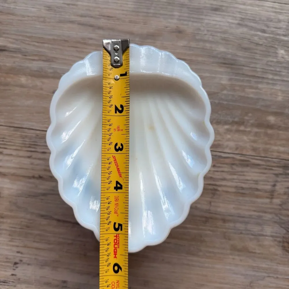 Vintage Milk Glass Shell Dish Pedestal Soap Dish Coastal Cottage Jewelry Trinket